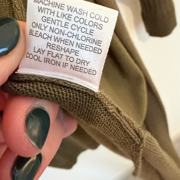 *EUC* Olive Green Women's Open Front Duster Style Cardigan Sweater - Picture 6 of 7